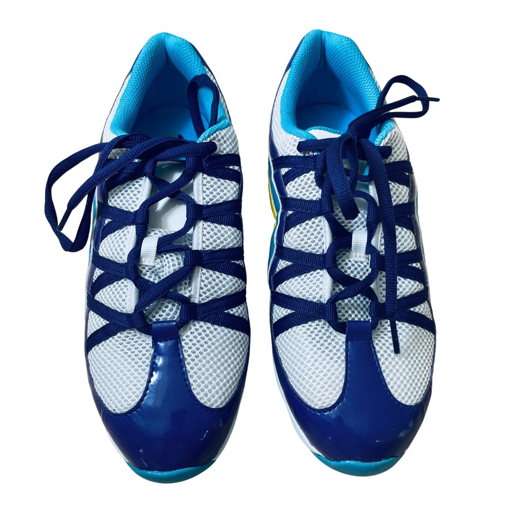 Bloch S0523L Criss Cross Dance Sneakers Blue Yellow Mesh Split Sole Womens 11